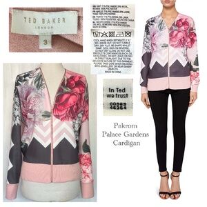 Ted Baker Size 3 / US 8  Pakrom Palace Gardens Zip Up Cardigan Jacket EUC